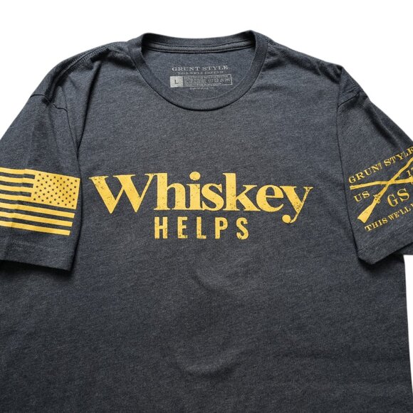 Grunt Style Short Sleeve Shirt Mens Size Large Gray Whiskey Helps Military Fun - Picture 3 of 8